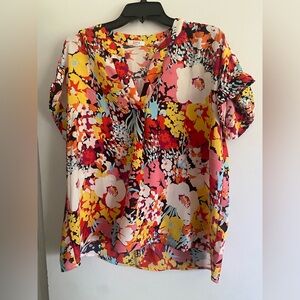Avara Brilliant Color Floral Blouse- Size L